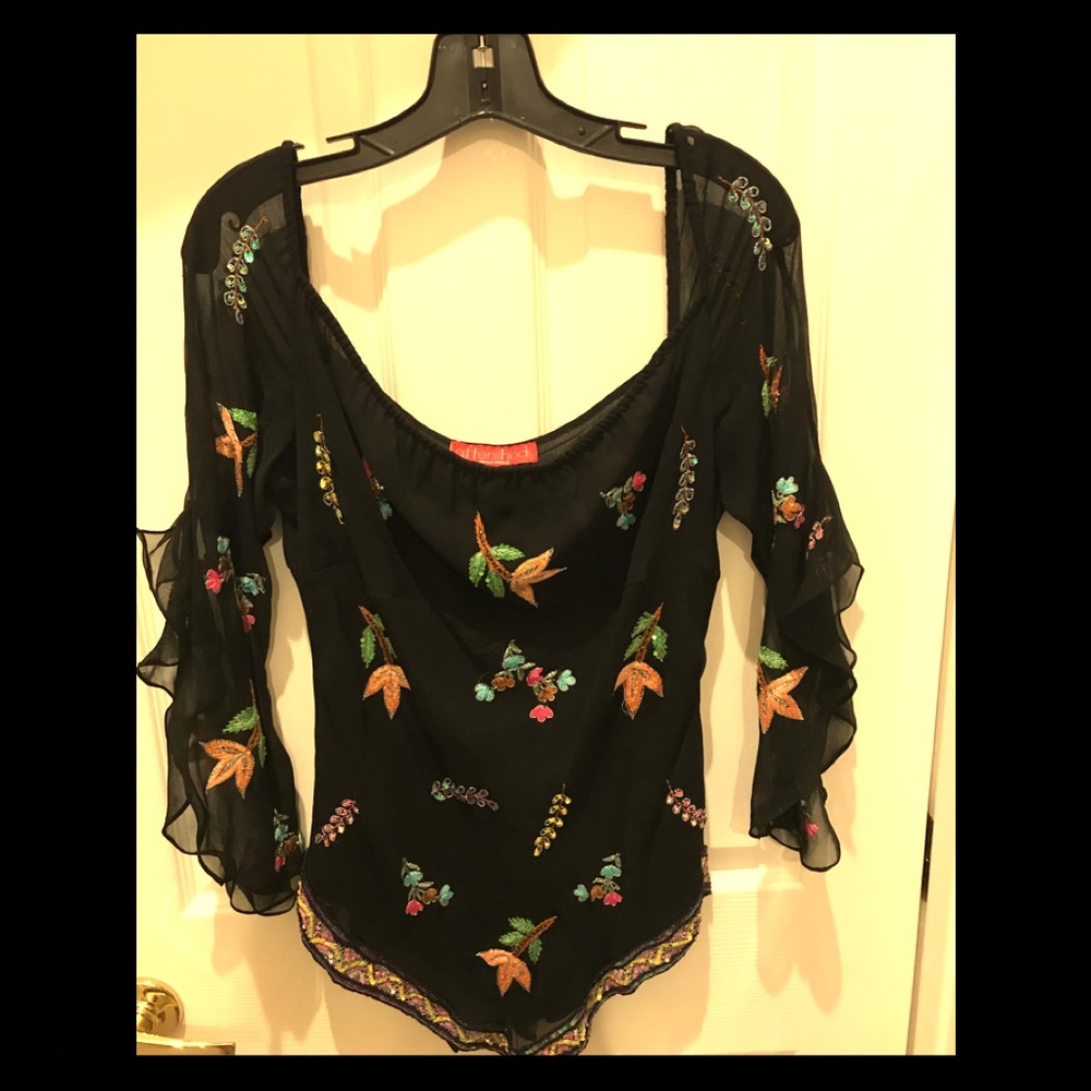 100% XL Black Silk Chiffon AFTERSHOCK Blouse